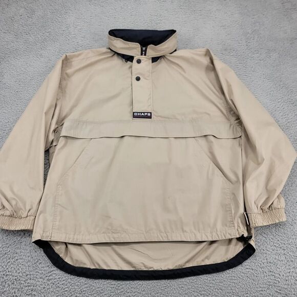 Chaps Ralph Lauren Jacket Mens XL Tan Packable Hood Vintage 90s Classic Logo - Picture 2 of 16